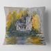 Designart 'Castle By The Lake With Autumn Trees' Lake House Printed Throw Pillow