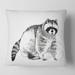 Designart 'Monochrome Portrait Of Raccoon' Farmhouse Printed Throw Pillow