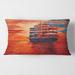 Designart 'Frigat During Evening Glow On The Ocean Horizon' Nautical & Coastal Printed Throw Pillow