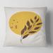 Designart 'Abstract Yellow Sun and Moon With Tropical Leaf II' Modern Printed Throw Pillow