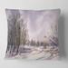 Designart 'Winter Landscape With Purple Snowy Tones' Traditional Printed Throw Pillow