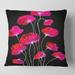 Designart 'Abstract Red Flower Detail On Black III' Traditional Printed Throw Pillow