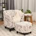 Costway Barrel Modern Accent Tub Upholstered Chair French Print w/ - See Details