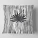 Designart 'Black and White Tropical Leaf On Striped III' Modern Printed Throw Pillow