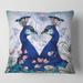 Designart 'Two Blue Peacocks With Wildflowers' Traditional Printed Throw Pillow