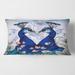 Designart 'Two Blue Peacocks With Wildflowers' Traditional Printed Throw Pillow