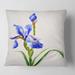 Designart 'Retro Blue Iris Flower' Traditional Printed Throw Pillow