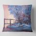 Designart 'Winter Scenery With Bridge Of Meandering River I' Lake House Printed Throw Pillow