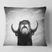 Designart 'Monochrome Portrait Of A Spanish Bull I' Farmhouse Printed Throw Pillow