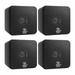 Pyle PCB4BK 4 inch 200W Mini Cube Bookshelf Stereo bluetooth Speakers Black (4 Speakers)