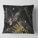 Designart 'Black and Gold Tropical Leaves III' Modern Printed Throw Pillow