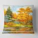 Designart 'Autumnal Forest By The Lake Side I' Lake House Printed Throw Pillow