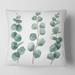 Designart 'Young Eucalyptus Leaves and Branches I' Traditional Printed Throw Pillow