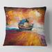 Designart 'Traditional Fisherboat During Ocean Sunset' Nautical & Coastal Printed Throw Pillow