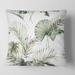 Designart 'Tropical S Pattern With Monstera & Coconut Leaves' Traditional Printed Throw Pillow