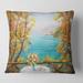 Designart 'Terrace VIew By The Blue Ocean' Nautical & Coastal Printed Throw Pillow