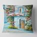 Designart 'House Near The Sea Colorful Flowers II' Traditional Printed Throw Pillow
