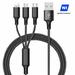 Universal Fast Charging USB Cable 3 in 1 Multi Function for Apple iPhone Type C and Micro (2 Pack) New