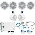 (4) Rockville RMC80W 8 1600w Marine Boat Speakers+(2) Wakeboards+Amp+Wire Kit