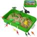 Dinosaur Play Sand Kit - Sensory Bin 2 Bags of Sand 34 Pieces with Bin Lid Figures Molds Trees Fences