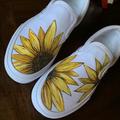 Vans Shoes | Hand Painted Vans (Size 7) | Color: White/Yellow | Size: 7