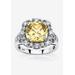 Women's Platinum over Sterling Silver Princess Cut Canary Cubic Zirconia Ring by PalmBeach Jewelry in White (Size 10)