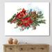 East Urban Home Christmas Poinsettia & Red Cardinal Bird - Graphic Art on Canvas Metal in Green/Red | 16 H x 32 W x 1 D in | Wayfair