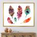 East Urban Home Colorful Boho Feather Set II - Painting on Canvas Metal in Blue/Green/Pink | 24 H x 32 W x 1 D in | Wayfair