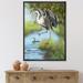 East Urban Home Crane Hunting a Frog in the Water - Graphic Art on Canvas Canvas, Wood in Blue/Green | 20 H x 12 W x 1 D in | Wayfair