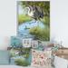 East Urban Home Crane Hunting a Frog in the Water - Graphic Art on Canvas Metal in Blue/Green | 32 H x 24 W x 1 D in | Wayfair
