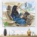 East Urban Home Arabian Woman Driving a Car I - Painting on Canvas Metal in Blue/Gray | 30 H x 40 W x 1 D in | Wayfair