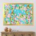 East Urban Home Little Birds Sitting on Spring Flow - Picture Frame Painting on Canvas Metal in Blue/Green/Pink | 16 H x 32 W x 1 D in | Wayfair