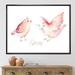East Urban Home Spring Bird On Blooming Branch w/ Green Leaves - Print on Canvas Metal in Pink | 24 H x 32 W x 1 D in | Wayfair