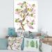 East Urban Home Tree w/ Colorful Birds on Flowering Branches - Picture Frame Graphic Art on Canvas Canvas, in Brown/Green/Indigo | Wayfair