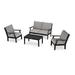 POLYWOOD® Braxton 4-Piece Deep Seating Outdoor Chair Set Plastic in Black | Wayfair PWS485-2-BL145980