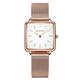 Womens Analog Quartz Watches Square Dial Business Casual Roman Numeral Wrist Watch Rose Gold Stainless Steel Mesh Band Watches for Ladies (White-Gold)