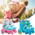 Patins à roulettes réglables pour enfants patins à double ligne 4 roues chaussures de patinage