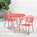 Flash Furniture Commercial Grade 30" Round Coral Indoor-Outdoor Steel Folding Patio Table Set with 2 Round Back Chairs [CO-30RDF-03CHR2-RED-GG]