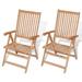 vidaXL Outdoor Recliner Chairs Patio Reclining Lounge Chair Solid Wood Teak