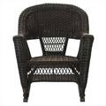 Jeco 3pc Rocker Wicker Chair Set With Orange Cushion-Finish:Espresso