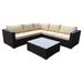 6 Piece Wicker Seating Set with Ivory Cushion