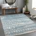 Fatsa 5'3" x 7' Washable Moroccan Blue/Gray/Light Gray Washable Area Rug - Hauteloom