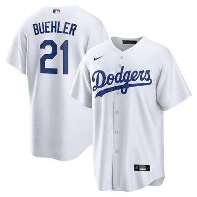 Los Angeles Dodgers Nike Official Replica Home Jersey - Youth with Buehler 21 printing Image