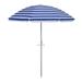 7FT Striped Beach Umbrella Sun Shade with Tilt Mechanism, Carry Bag