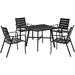 Hanover Cortino 5-Piece Commercial-Grade Patio Dining Set with 4 Aluminum Slat-Back Dining Chairs and a 38" Slat-Top Table