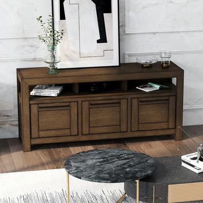 Bridgevine Home Arcadia 66 inch TV Stand Console, No Assembly Required, Old Forest Glen Finish