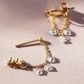 Anthropologie Jewelry | Anthropologie Crystal Drop Gold Earrings | Color: Gold | Size: Os