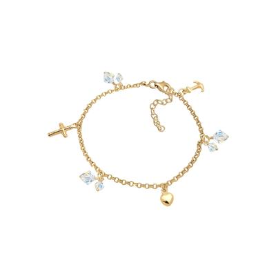 Elli - Kreuz Herz Anker Kristalle 925 Silber Armbänder & Armreife 1 ct Damen