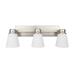 Jordan 3-Light Vanity Light in Satin Nickel Finish with Frosted White Glass Shades - Yosemite Home Décor 130006312