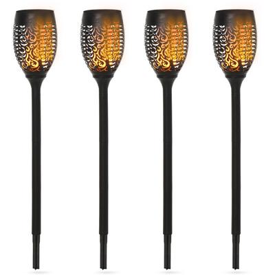 Solarleuchte, Gartenlicht, 4er-Set Lampe, 6–8 h, IP44 Wasserfest, Kunststoff, Schwarz, Ø12 x H72 cm
